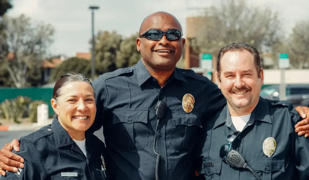 friendly police officers smiling